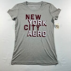 Aeropostale Womens New York City Aero Graphic T-Shirt Grey Medium NWT 3420